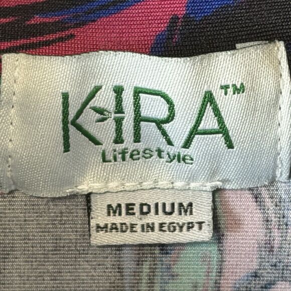 Kira Lifestyle Athletic Cropped Long Sleeve Tropical Print Active Top Size M - Picture 2 of 15